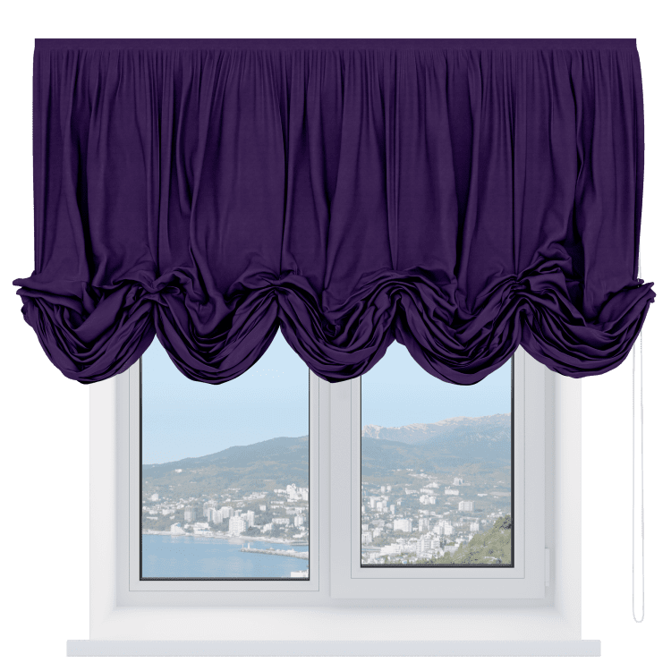 Австрийская штора «Кортин», вельвет тёмно-фиолетовый